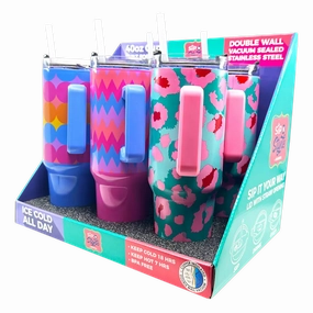 40 oz Insulated Stainless-Steel Summer Printed Cups - 6 Pieces Per Retail Ready Display 41685