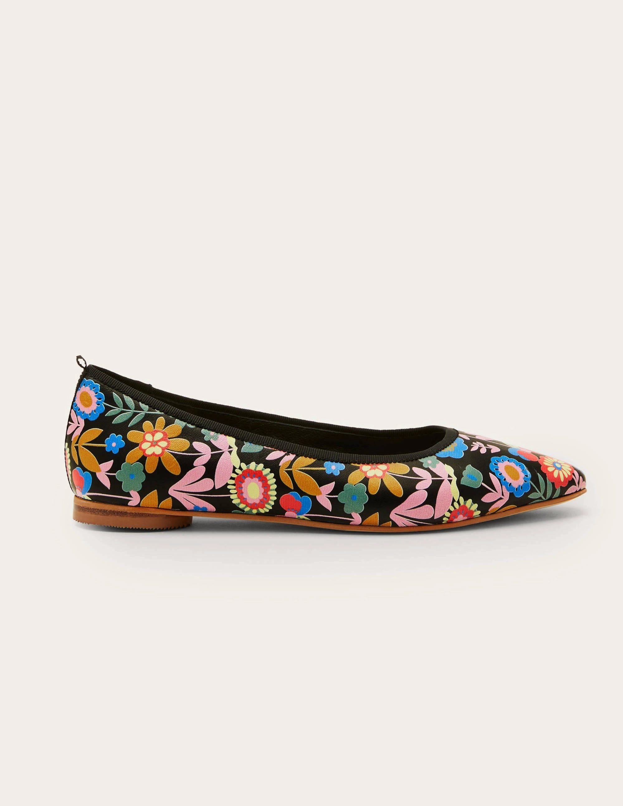 Almond Toe Ballerinas-Black, Flora Bloom