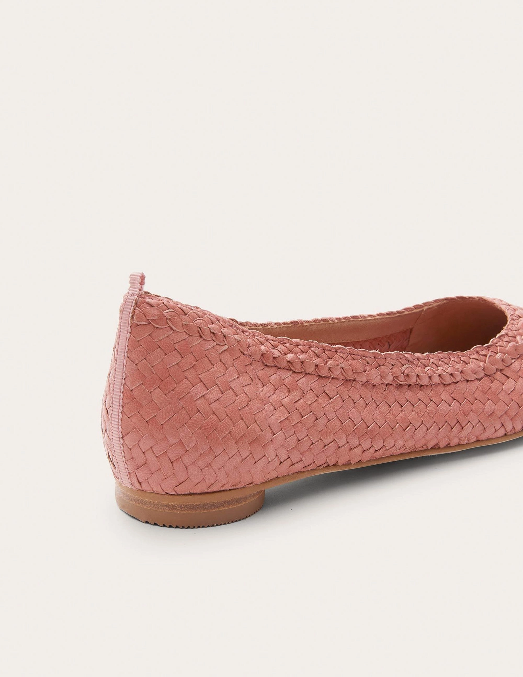 Almond Toe Ballerinas-Dusty Red Woven