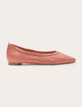 Almond Toe Ballerinas-Dusty Red Woven