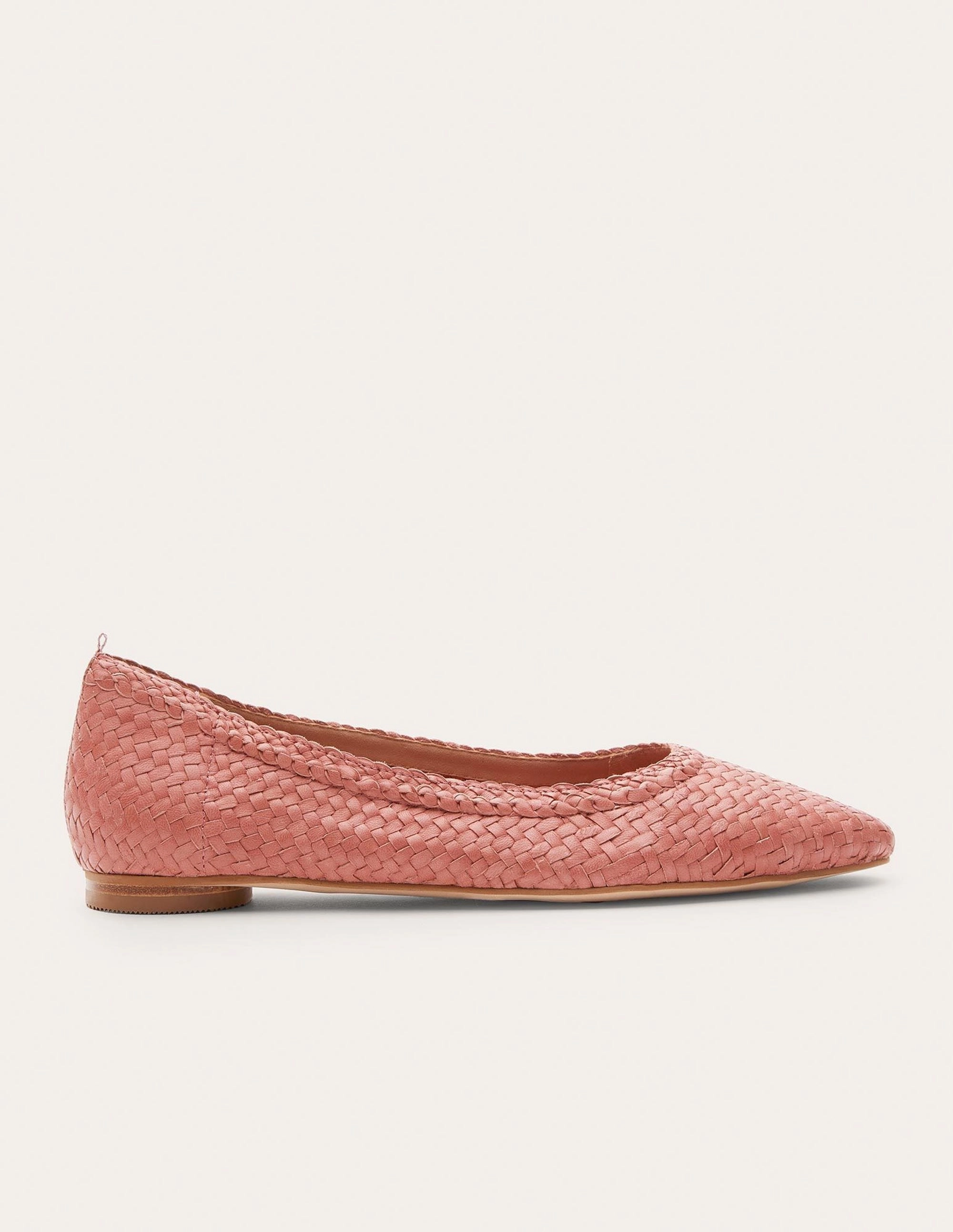 Almond Toe Ballerinas-Dusty Red Woven