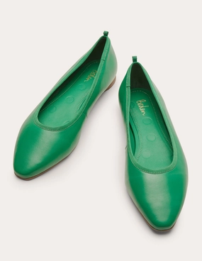 Almond Toe Ballerinas-Irish Green