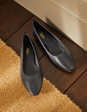 Almond Toe Ballerinas-Navy