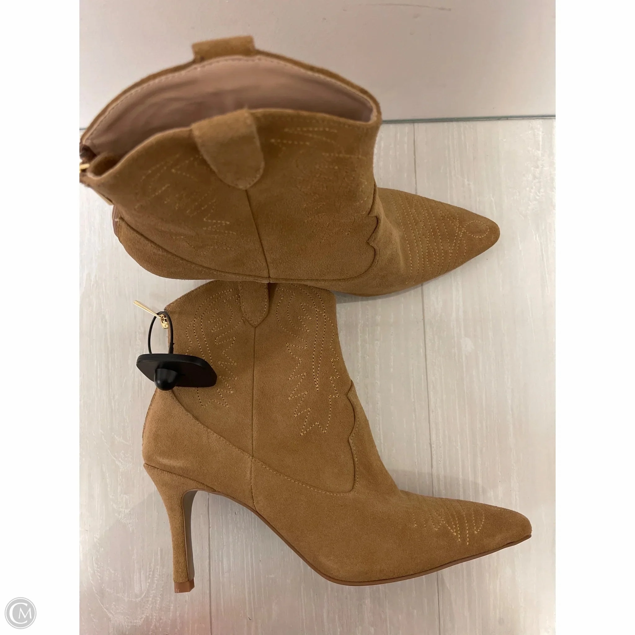 Boots Ankle Heels By Cmb In Brown, Size: 8.5