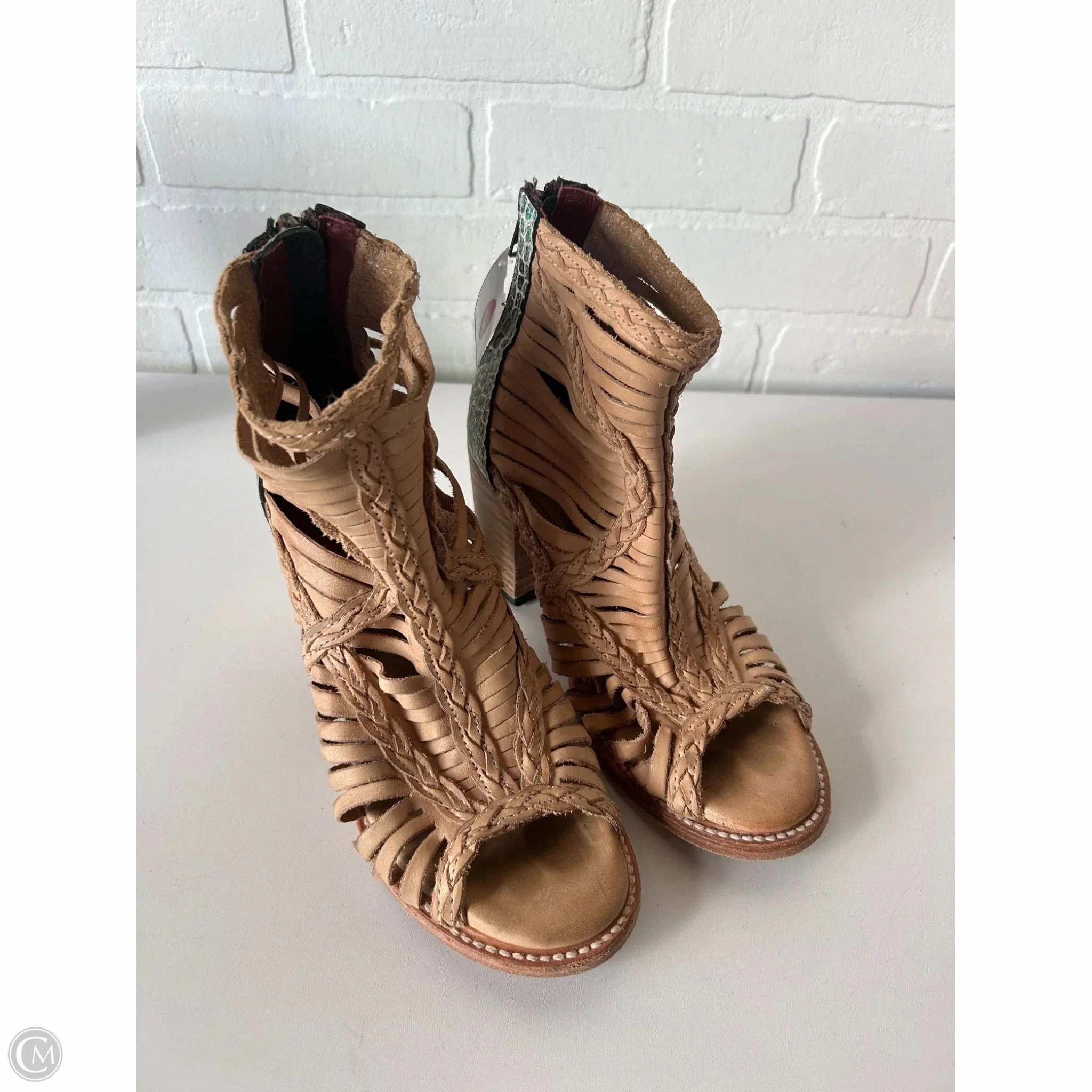 Boots Ankle Heels By Freebird In Tan, Size: 7