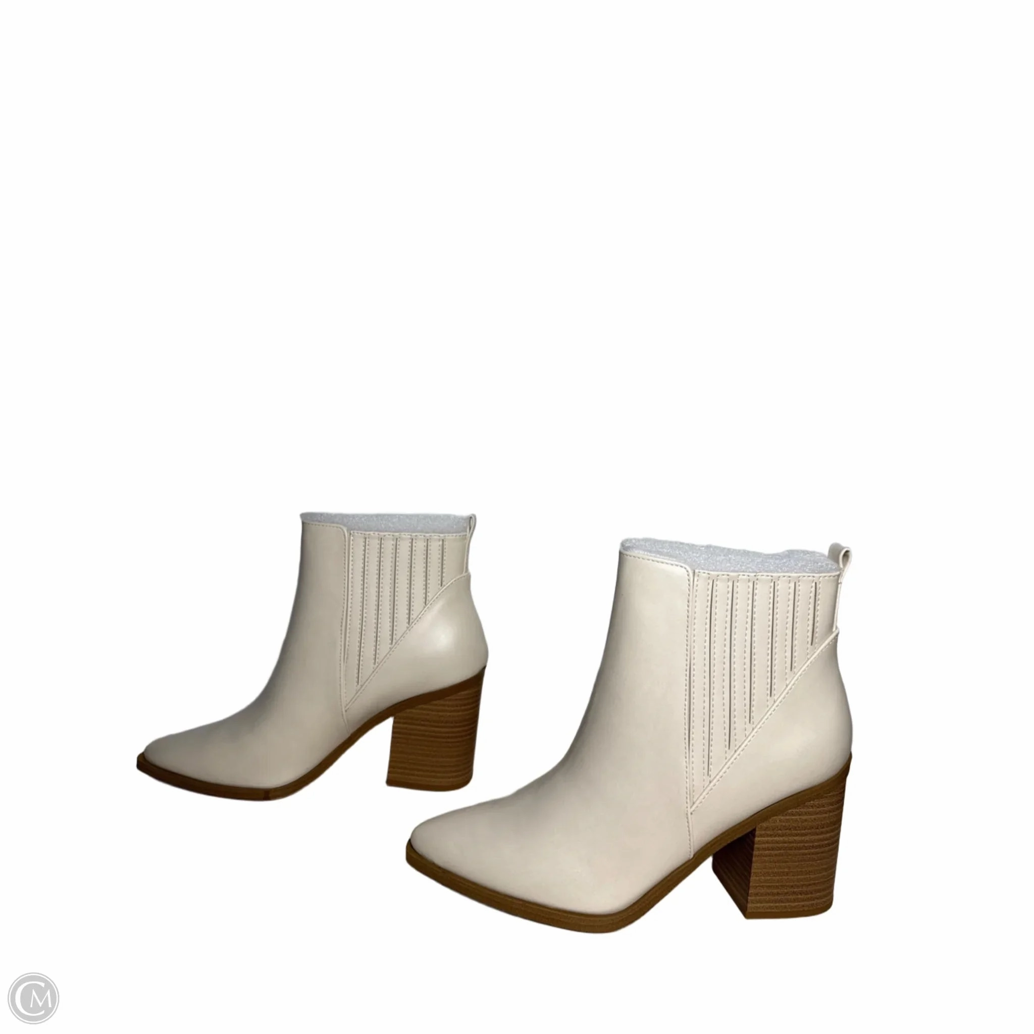 Boots Ankle Heels By Soda In Cream, Size: 10