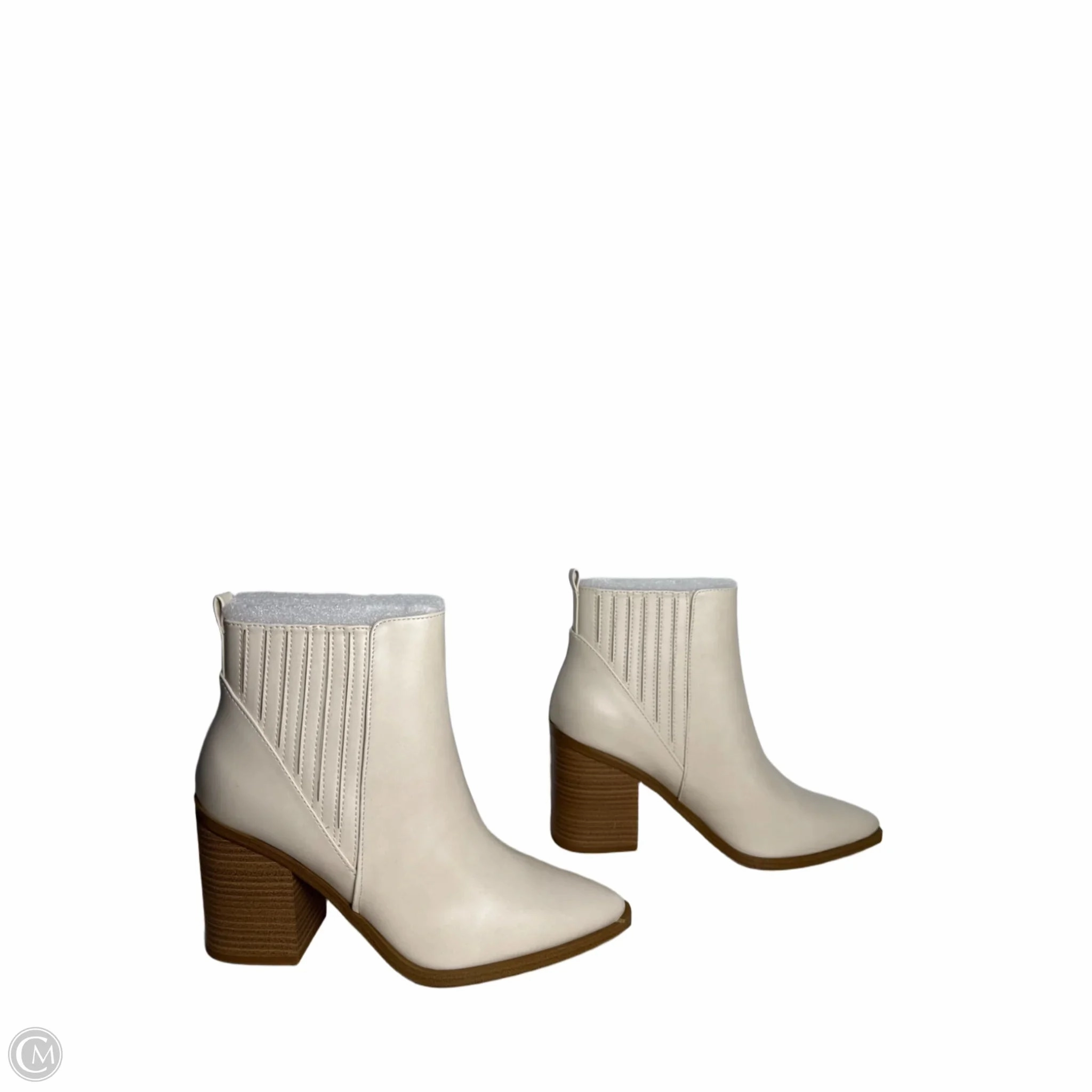Boots Ankle Heels By Soda In Cream, Size: 10