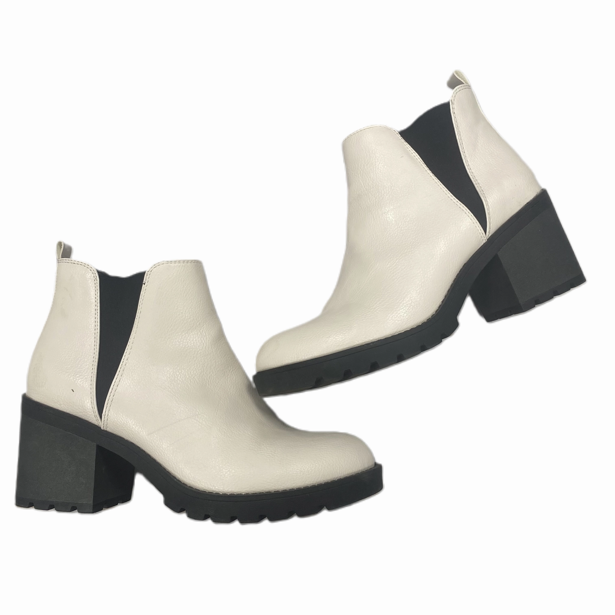 Boots Ankle Heels By Xappeal In Black & Cream, Size: 9.5