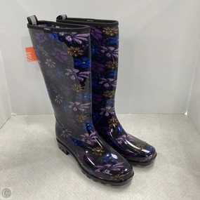 Boots Rain By hisea In Black & Purple, Size: 8