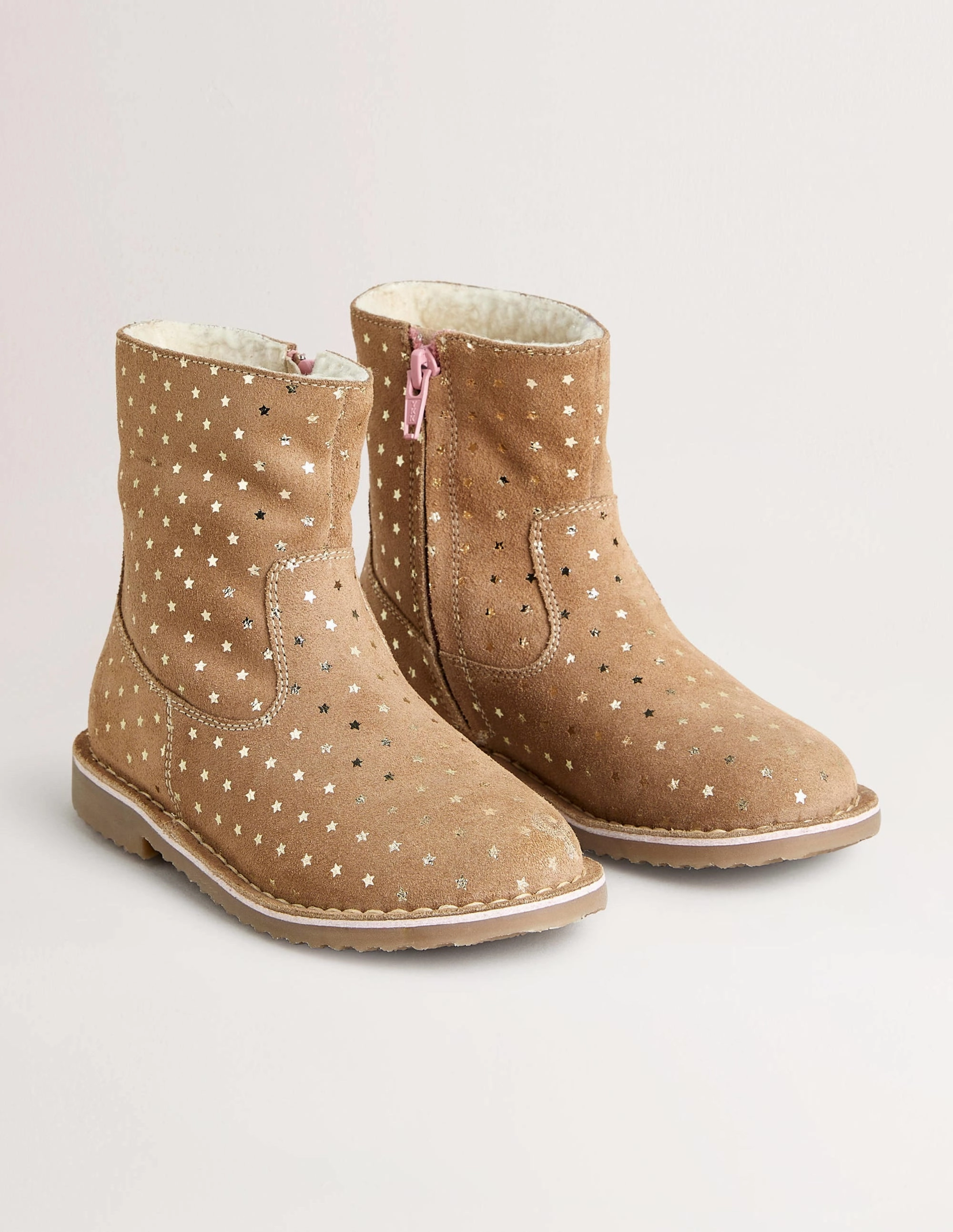 Cosy Short  Leather Boots-Taupe Star