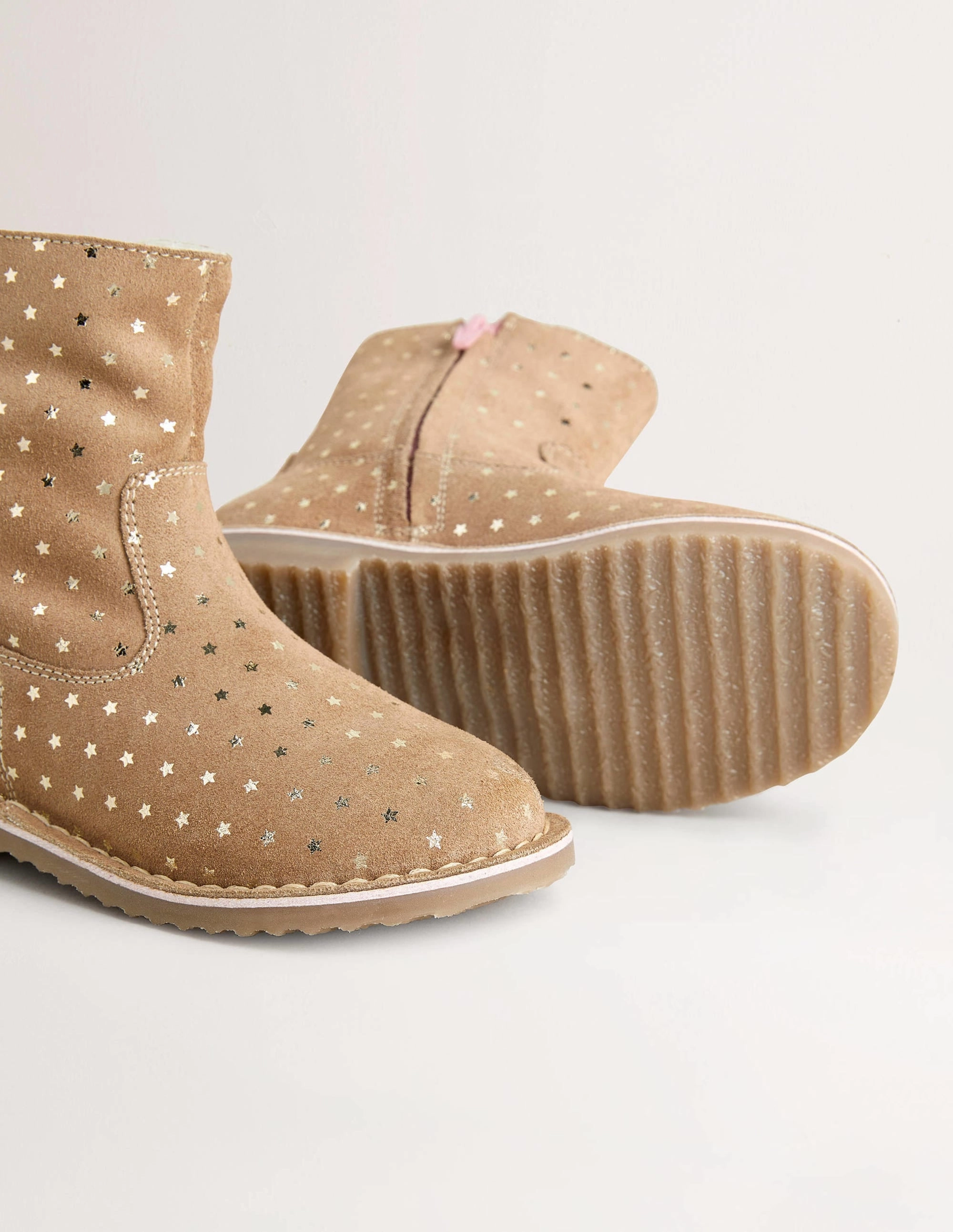 Cosy Short  Leather Boots-Taupe Star