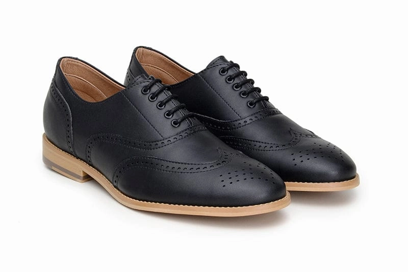 Elena Women's Vegan Leather Oxford Shoes | Black