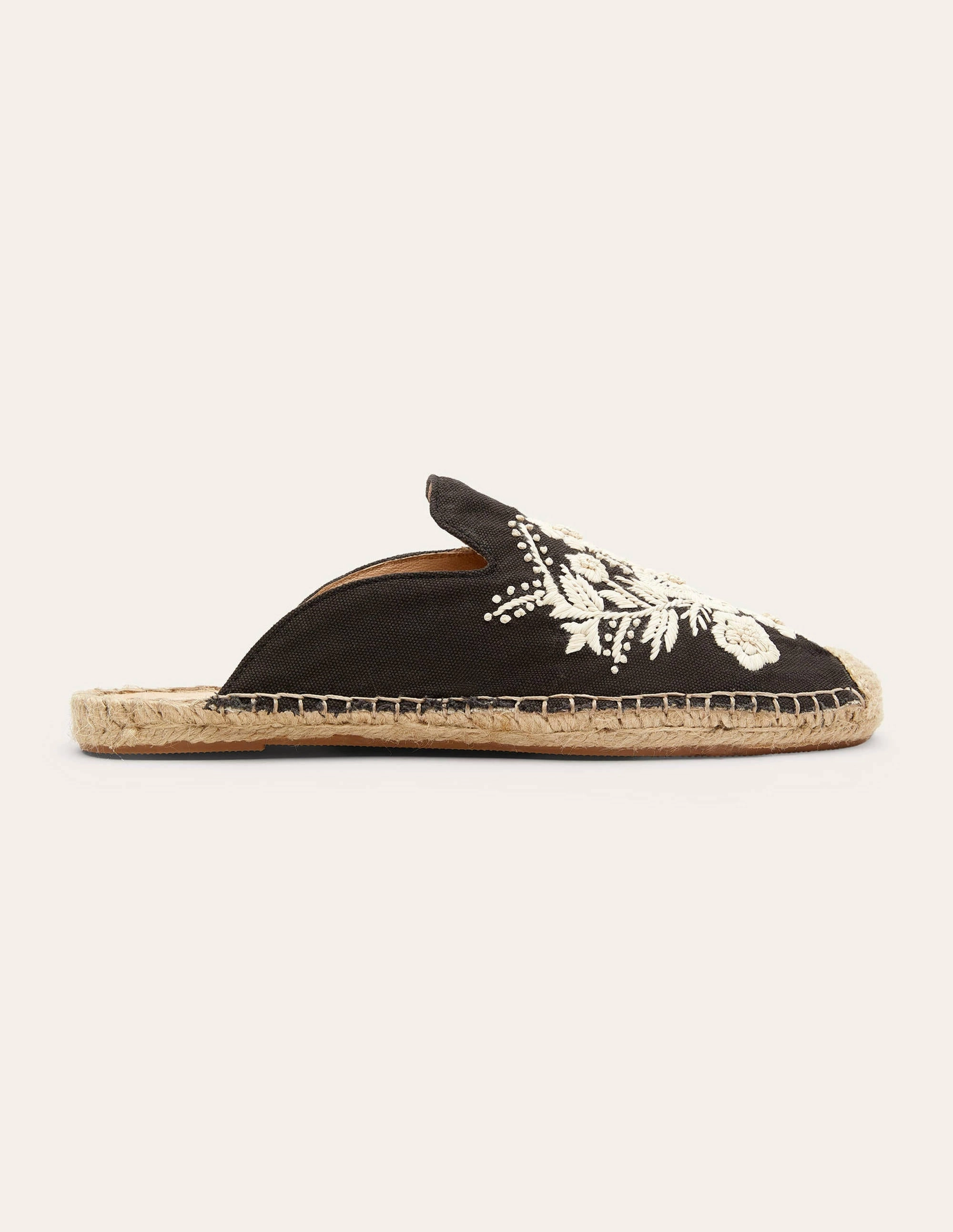 Embroidered Mule Espadrilles-Black Embroidery