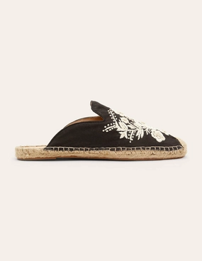 Embroidered Mule Espadrilles-Black Embroidery