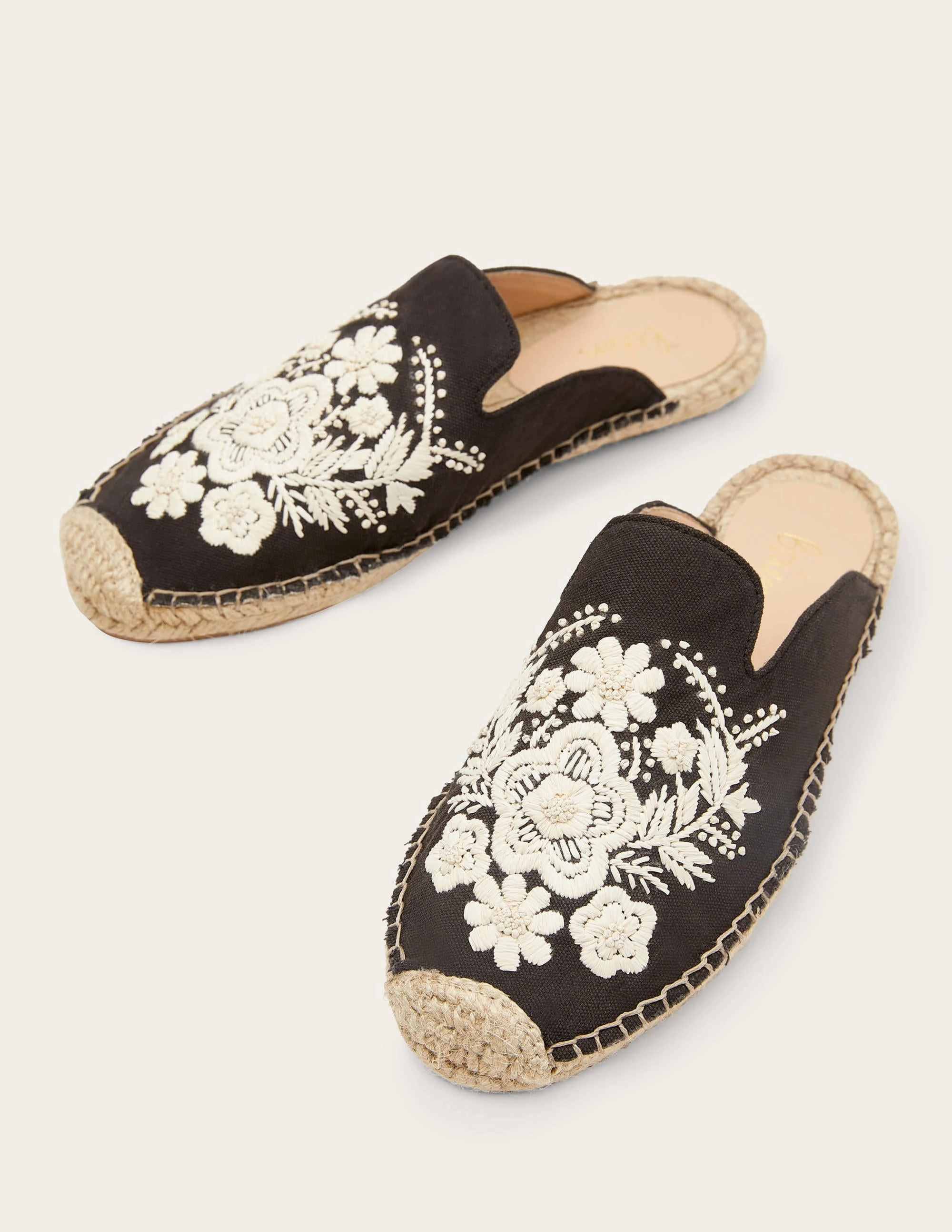 Embroidered Mule Espadrilles-Black Embroidery