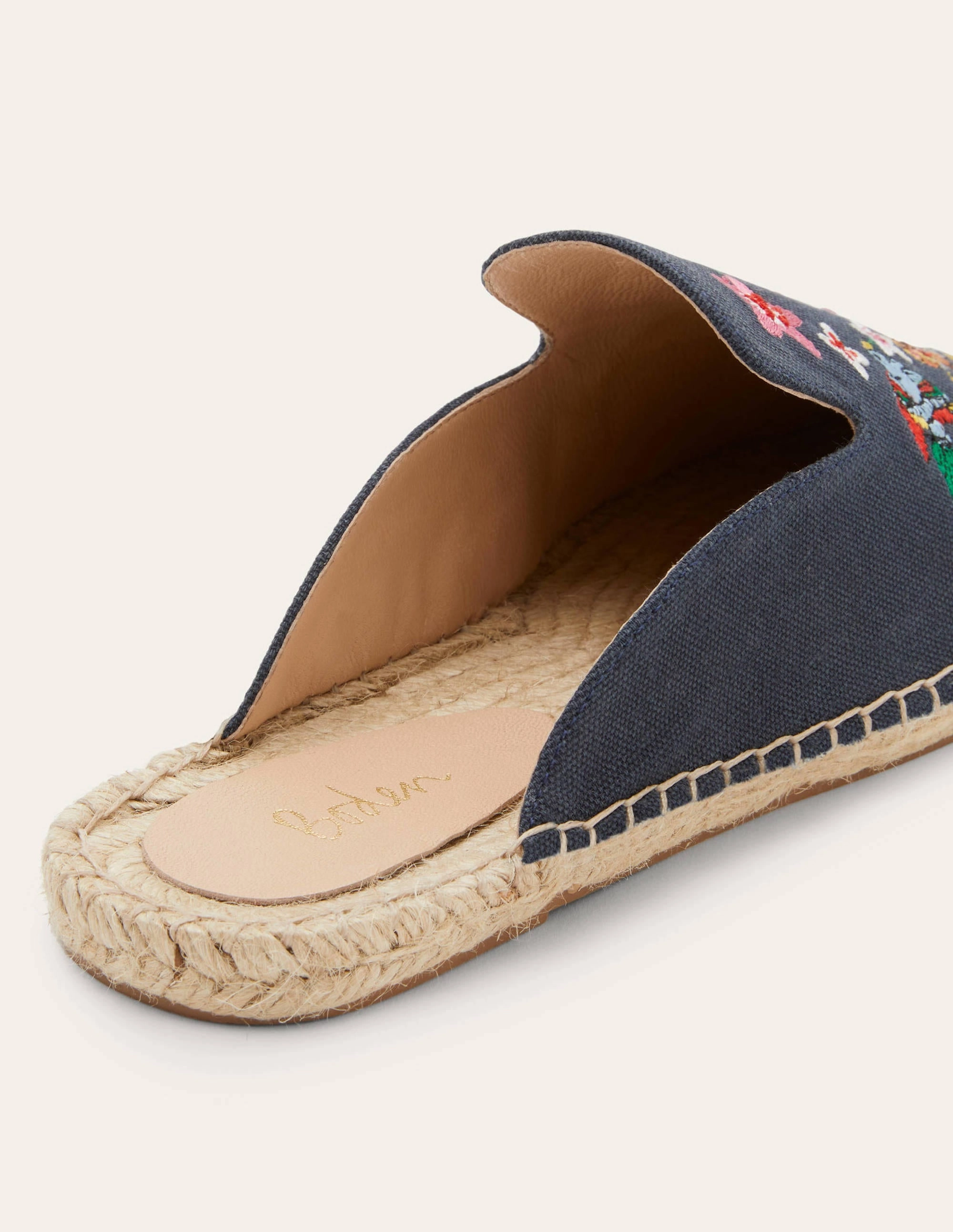 Embroidered Mule Espadrilles-French Navy, Exotic Paradise