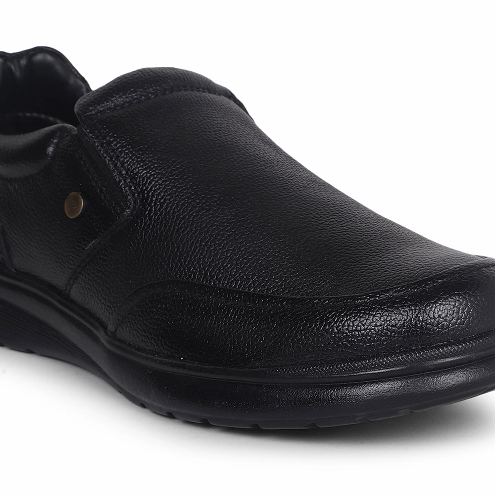 Fortune Black Formal Non Lacing Shoes For Men DEOX-1E By Liberty