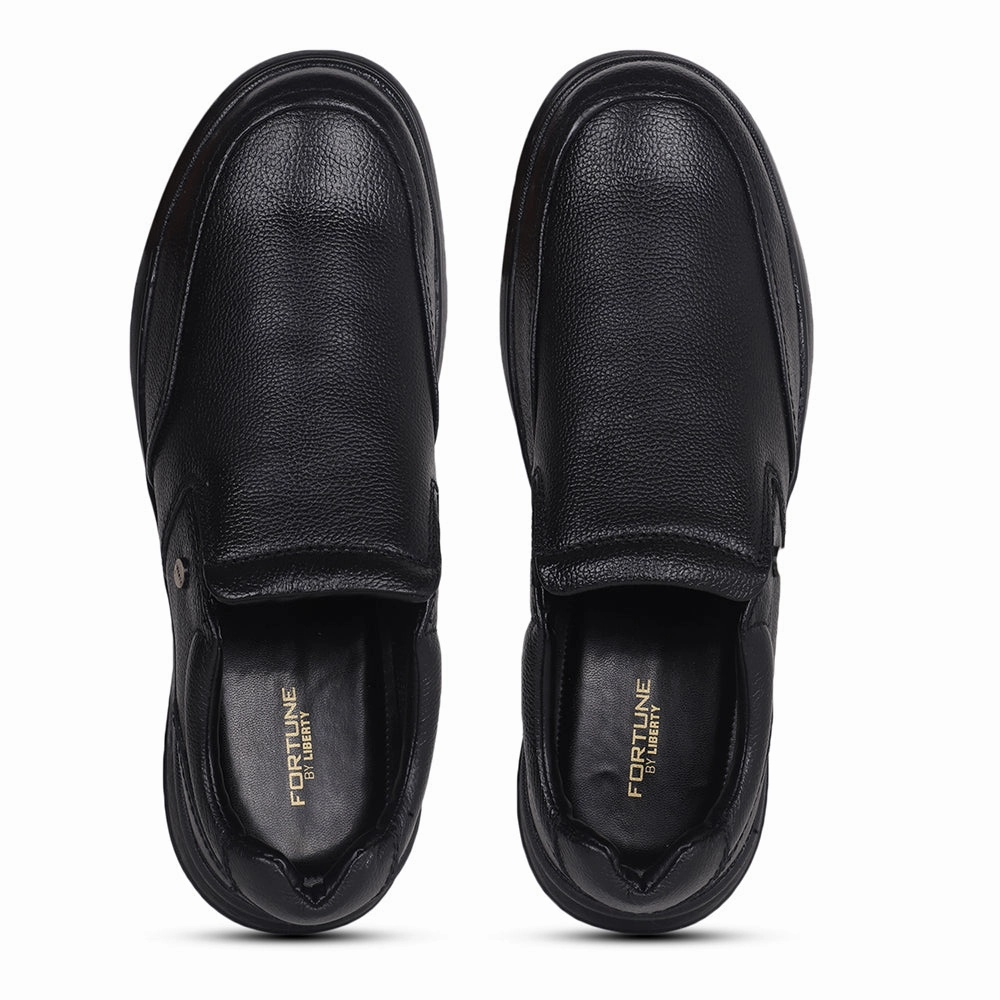 Fortune Black Formal Non Lacing Shoes For Men DEOX-1E By Liberty