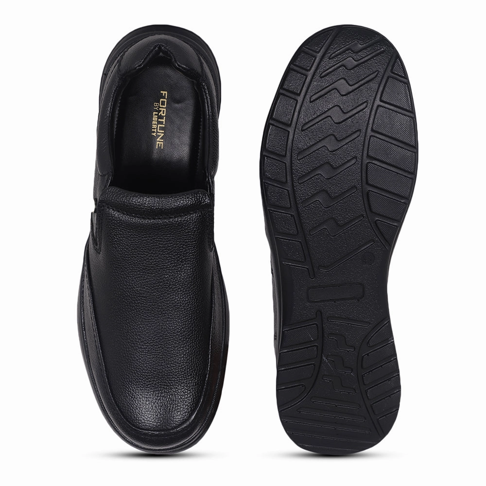 Fortune Black Formal Non Lacing Shoes For Men DEOX-1E By Liberty