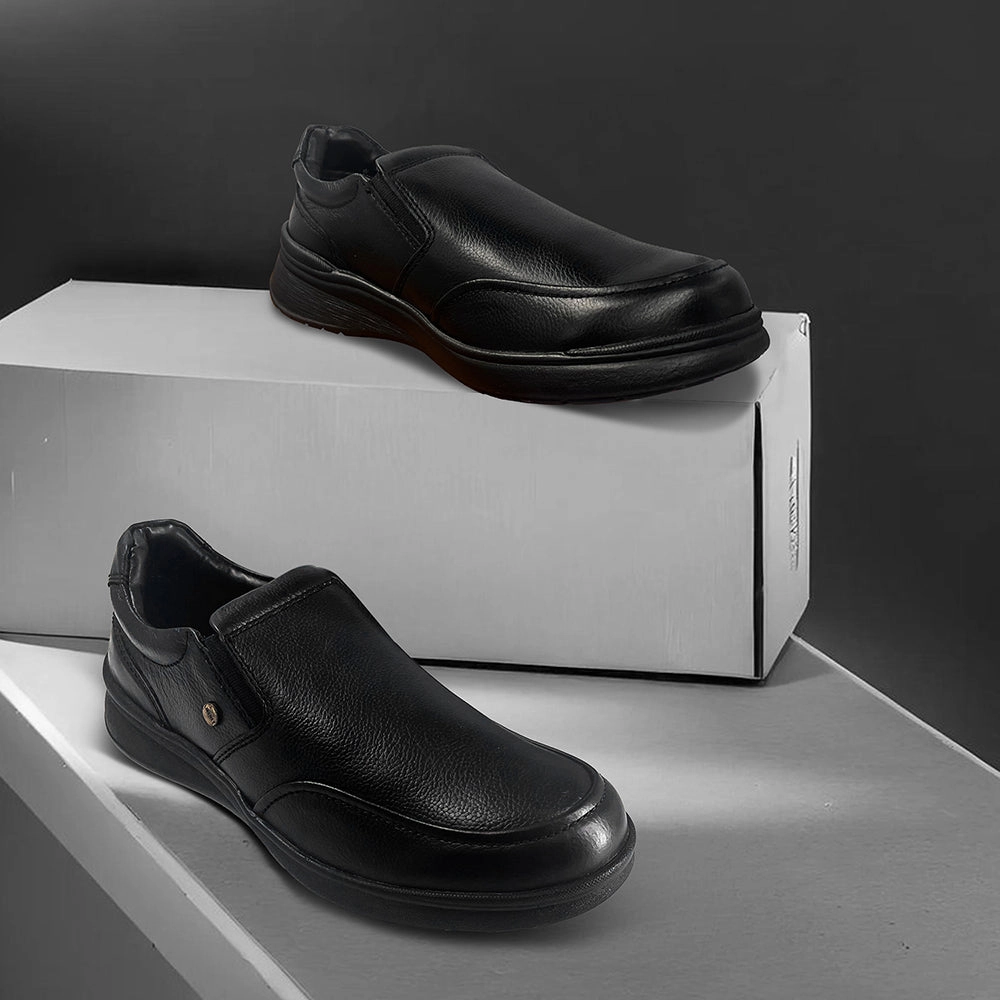 Fortune Black Formal Non Lacing Shoes For Men DEOX-1E By Liberty