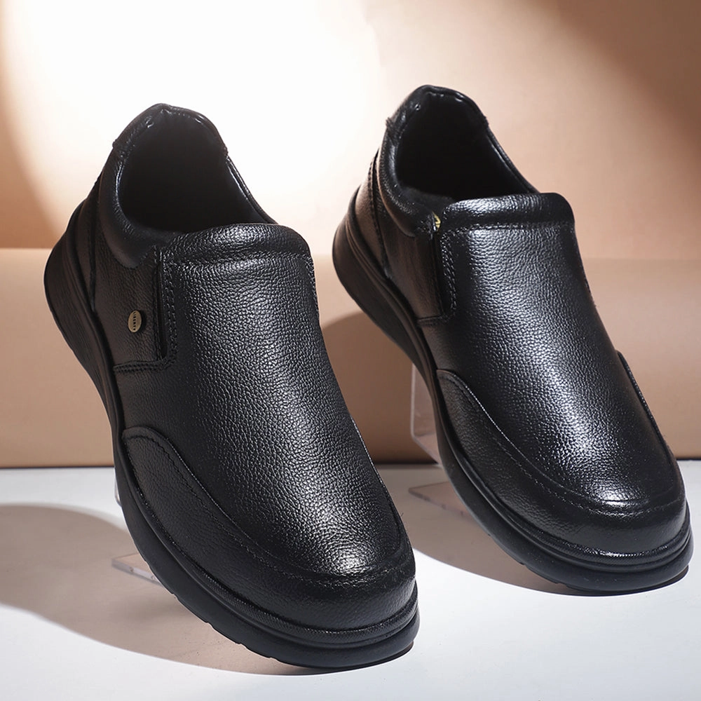 Fortune Black Formal Non Lacing Shoes For Men DEOX-1E By Liberty