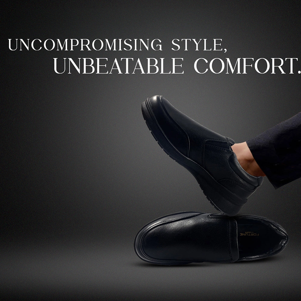Fortune Black Formal Non Lacing Shoes For Men DEOX-1E By Liberty