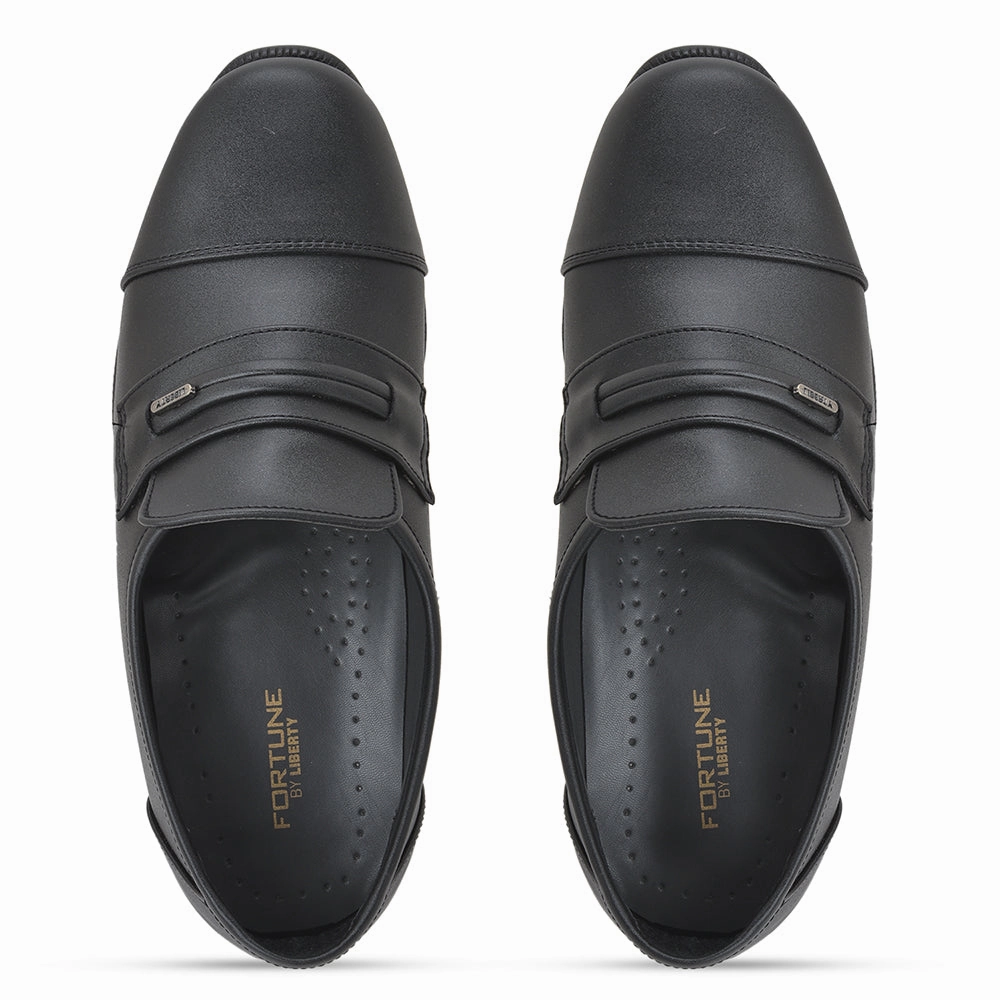 Fortune (Black) Penny Loafer Shoes For Men By Liberty