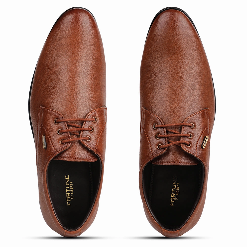Fortune Tan Formal Lacing Derby Shoes For Men HOL-130E By Liberty