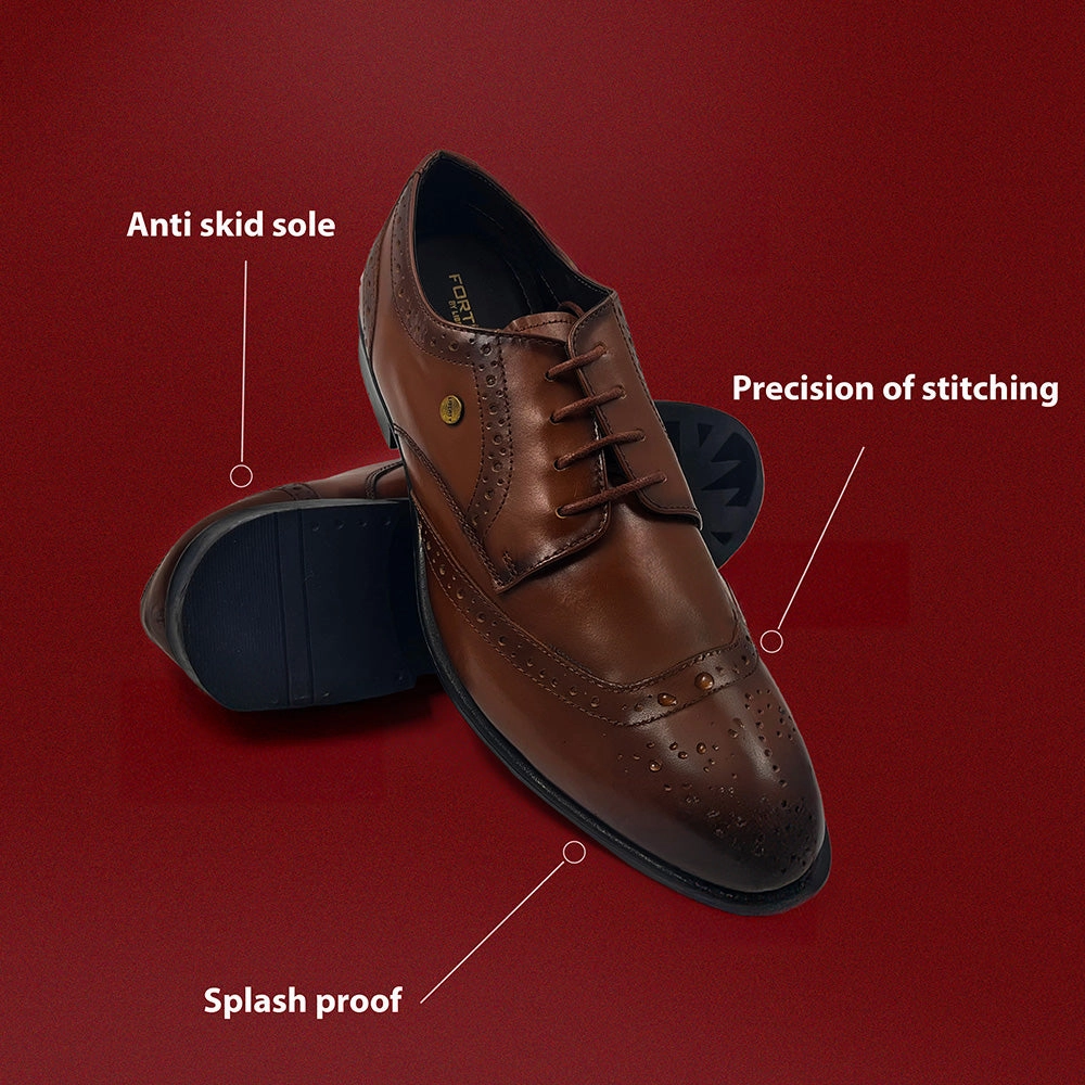 Fortune Tan Lacing Formal Oxford Shoes For Men BELGIUM01E By Liberty