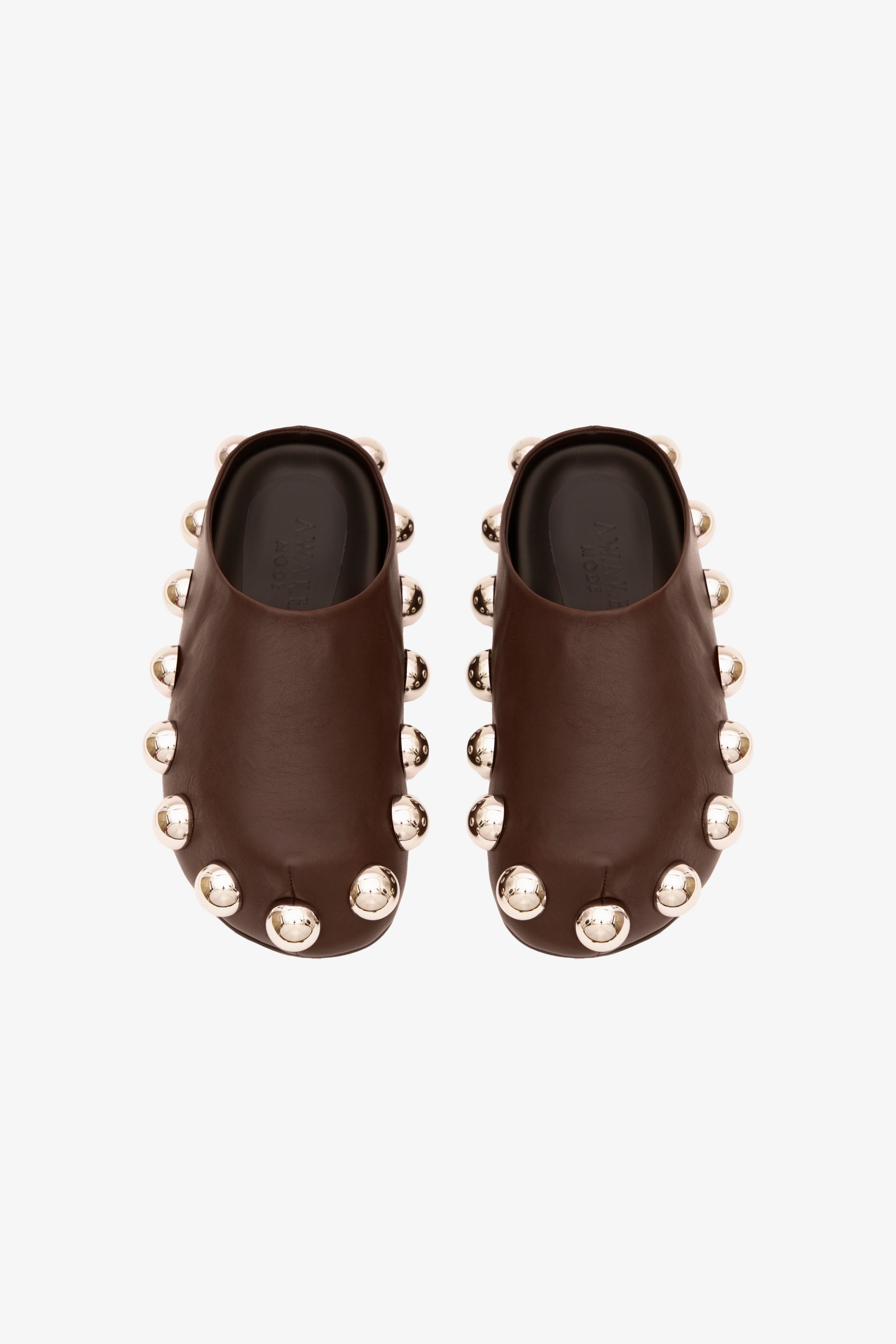 Gabi Clog With Exaggerated Studs Brown Silver