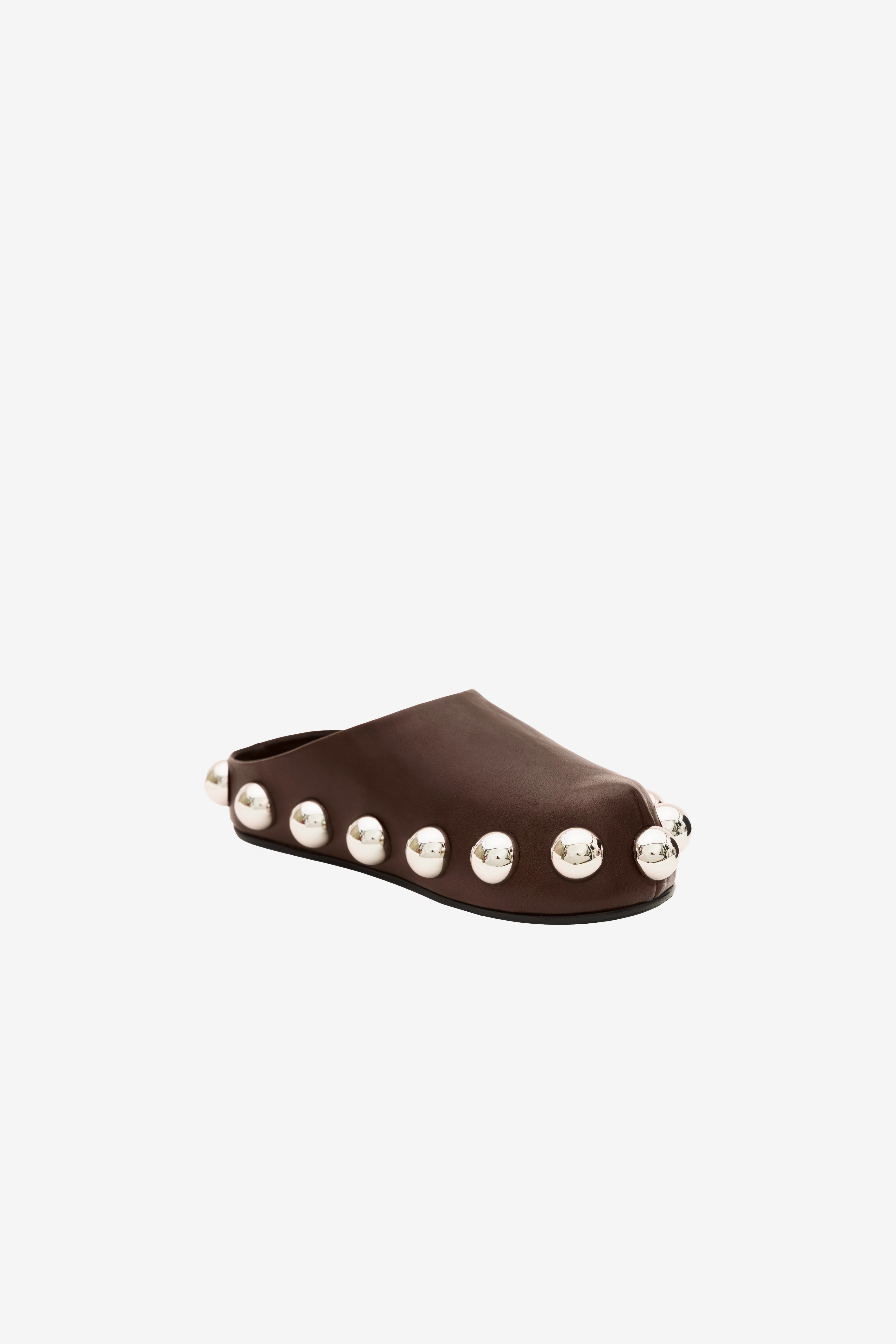 Gabi Clog With Exaggerated Studs Brown Silver