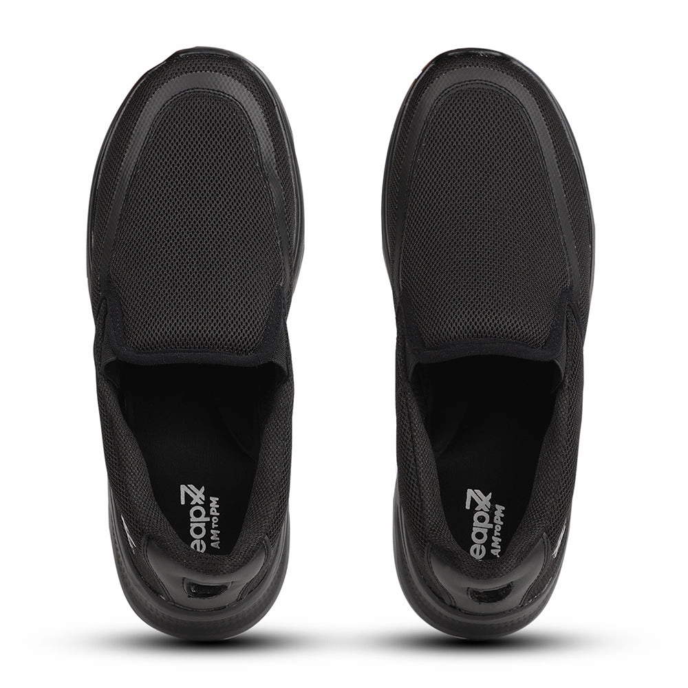 Leap7x Black Casual Non Lacing Shoes For Men DENIS-1 By Liberty