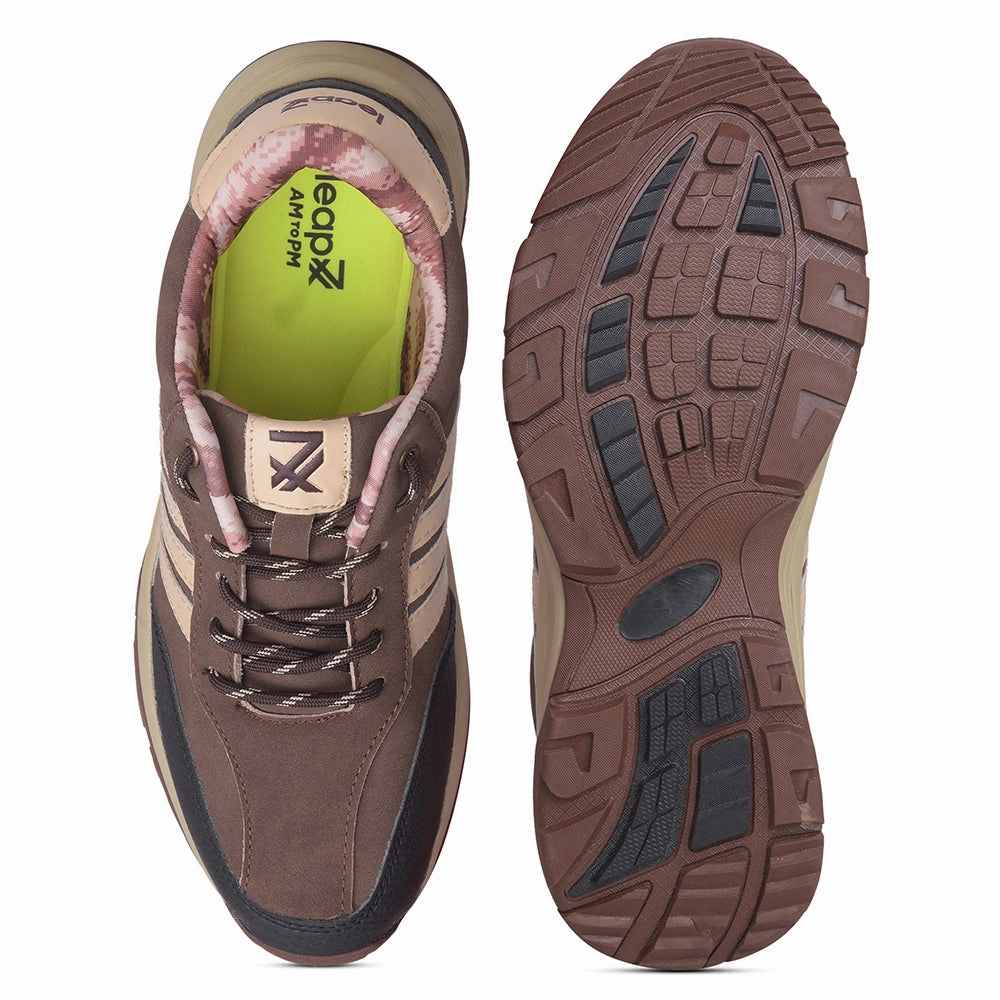 Leap7x Casual Brown Lacing Trekking Shoes For Mens COLUMBIA6E By Liberty
