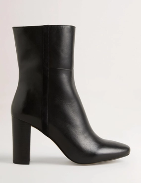 Leather Ankle Boots-Black