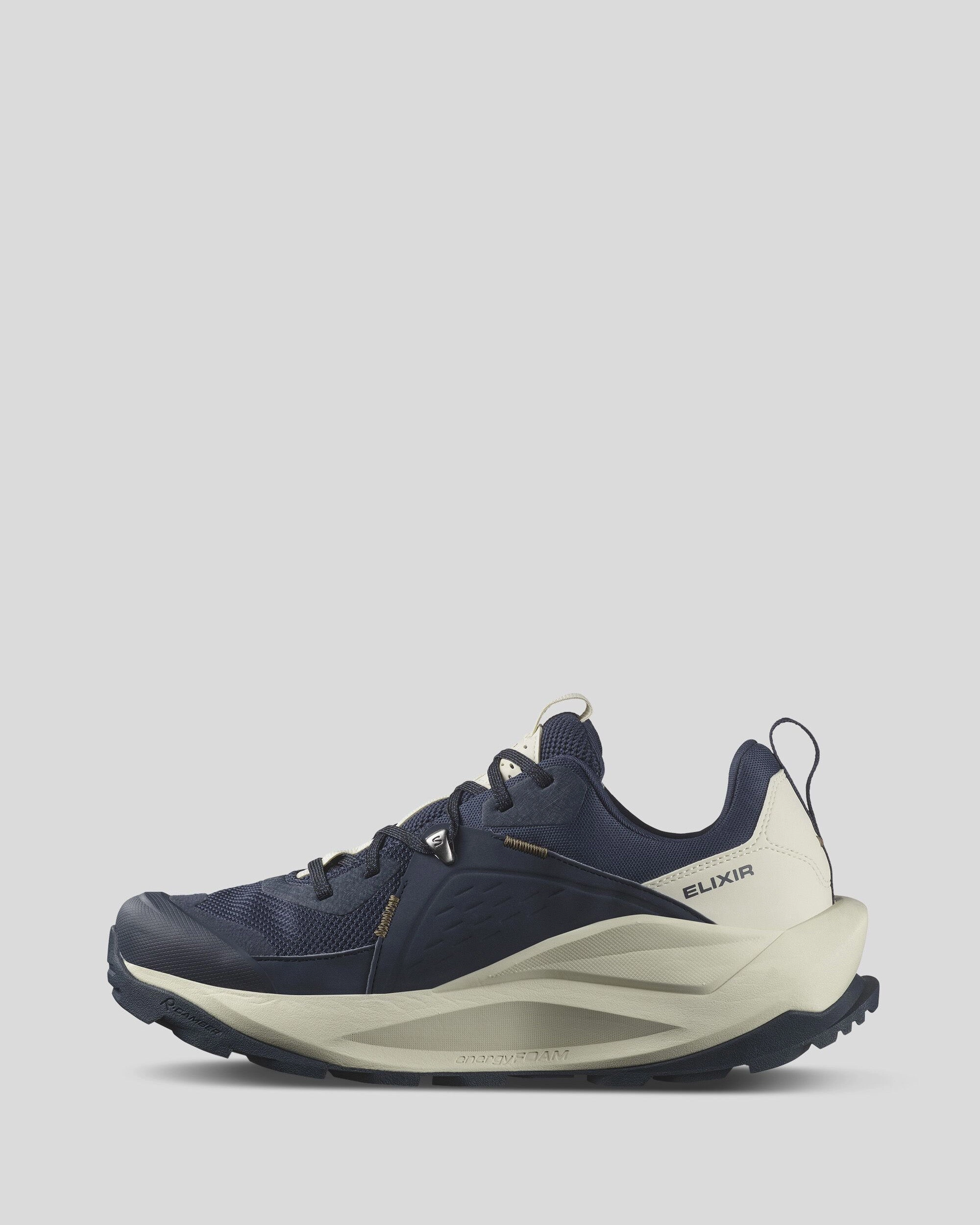 Men's Salomon Elixir GTX Hiking Shoes - BlueNights/AlmondMilk/GothicOlive