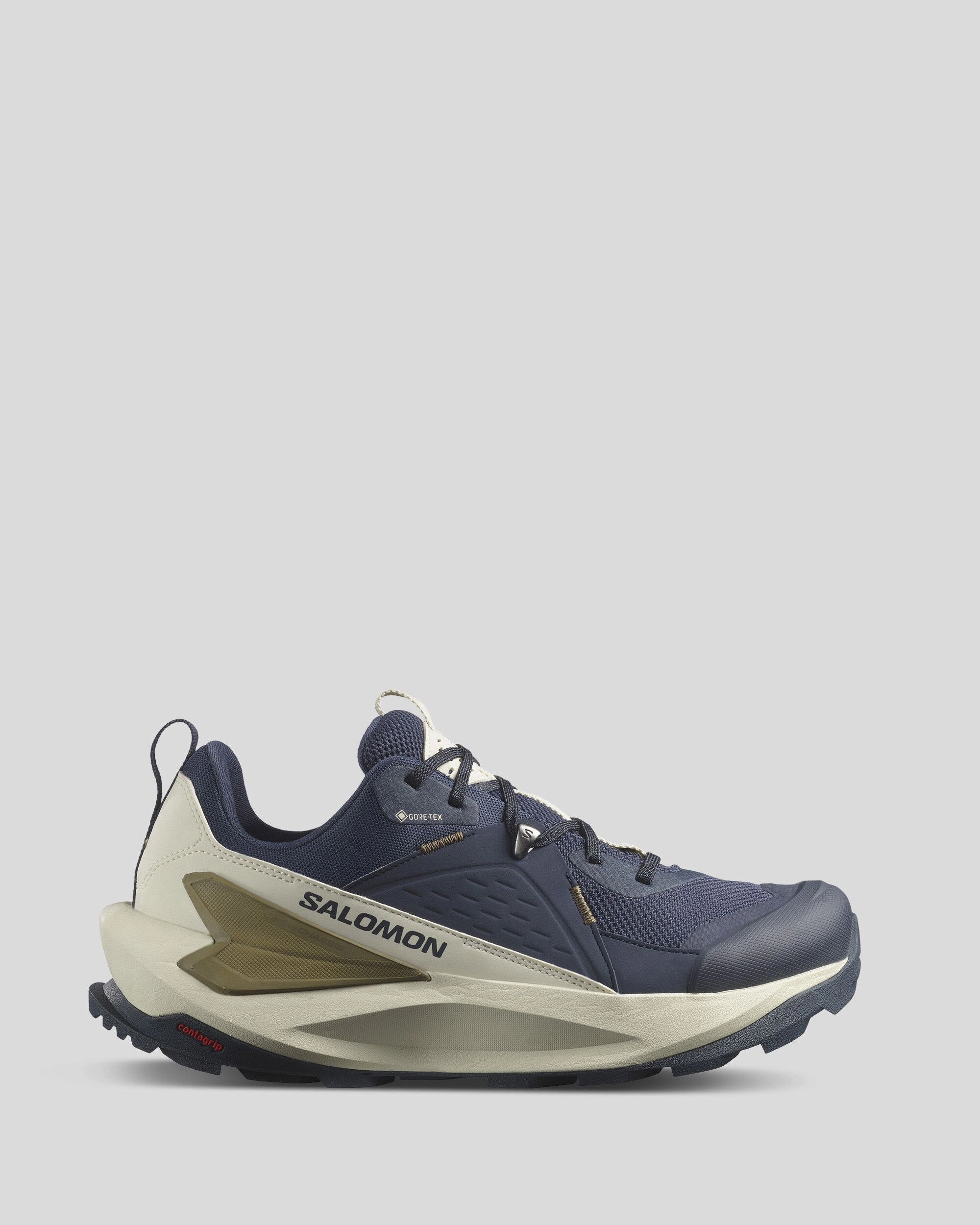 Men's Salomon Elixir GTX Hiking Shoes - BlueNights/AlmondMilk/GothicOlive