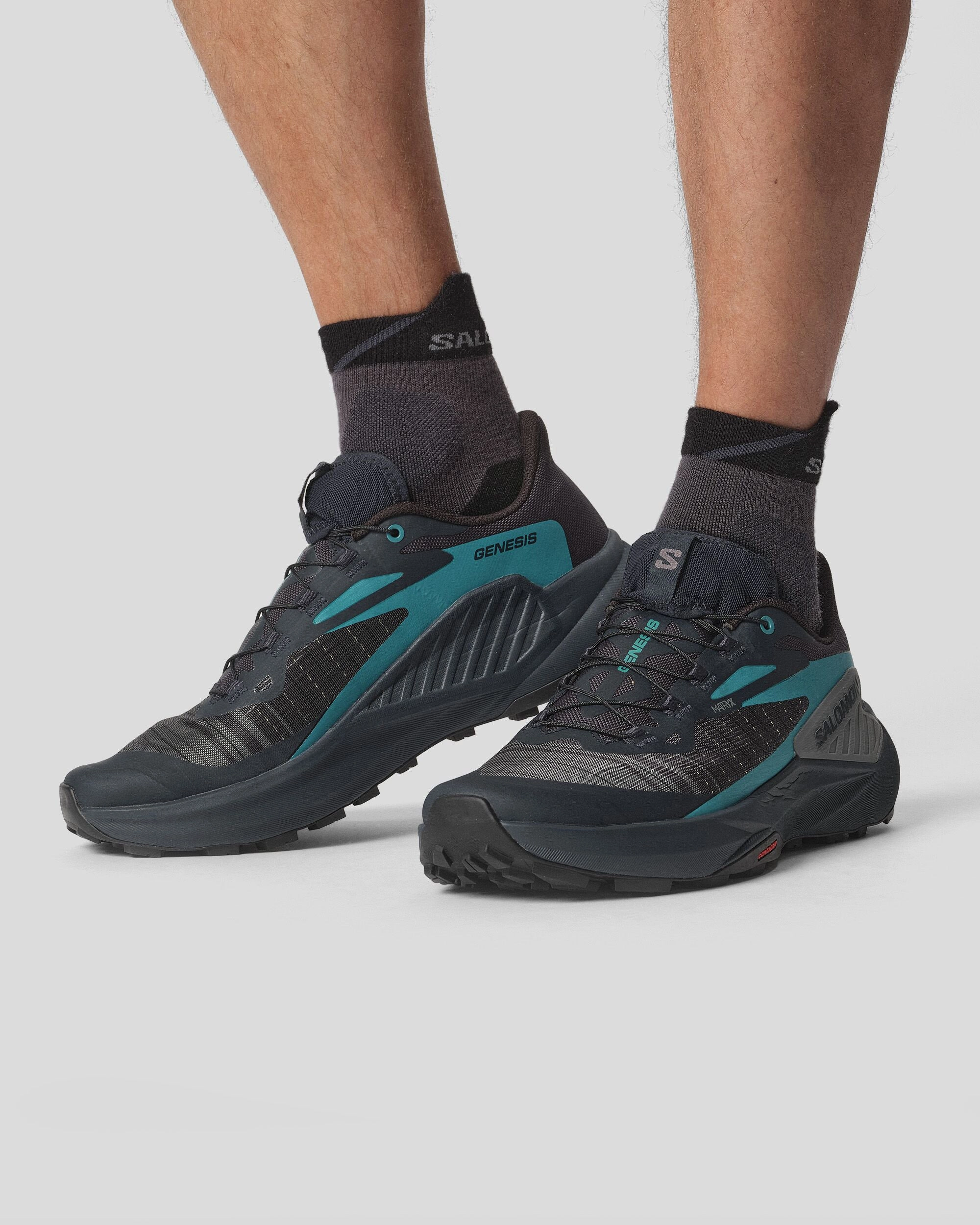 Men's Salomon Genesis Trail Running Shoes - Carbon/Tahitian Tide/Quiet Shade