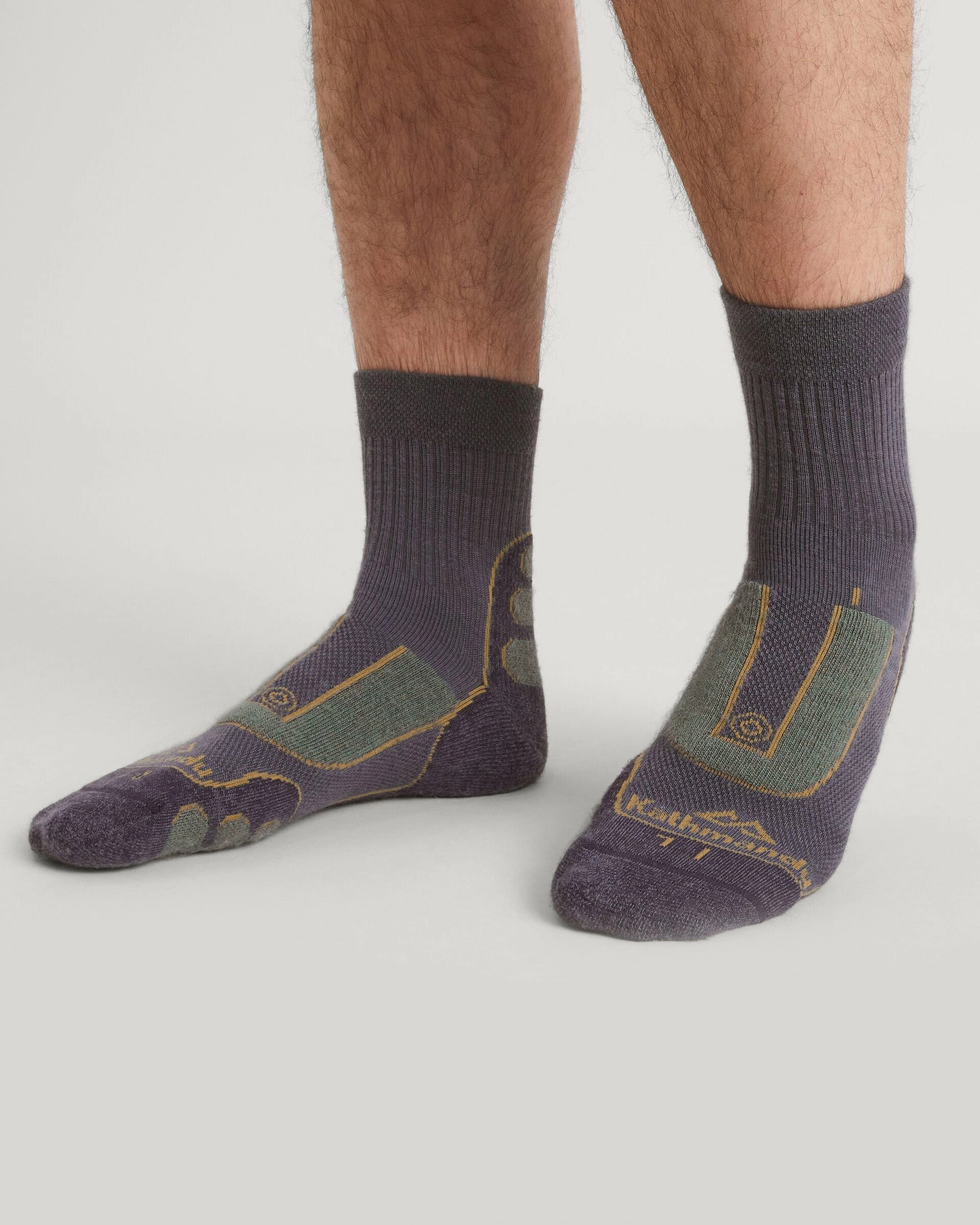 NuYarn Ergonomic Quarter Crew Hiking Socks - Dusk/Thyme/Golden Oak