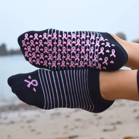 Pink Ribbon Breast Cancer Sticky Grip Socks (Barre / Pilates)
