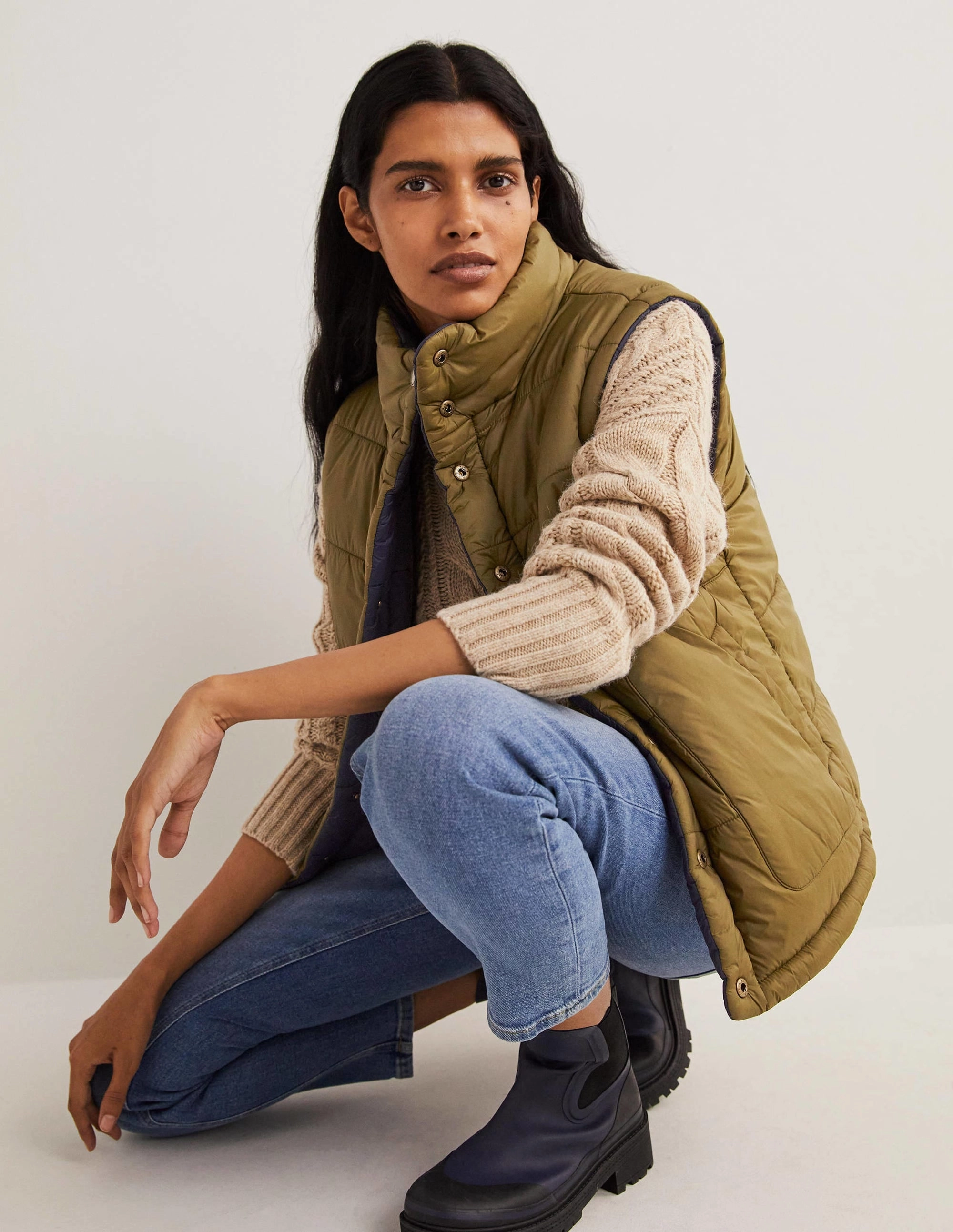 Reversible Gilet-Navy and Basil Green