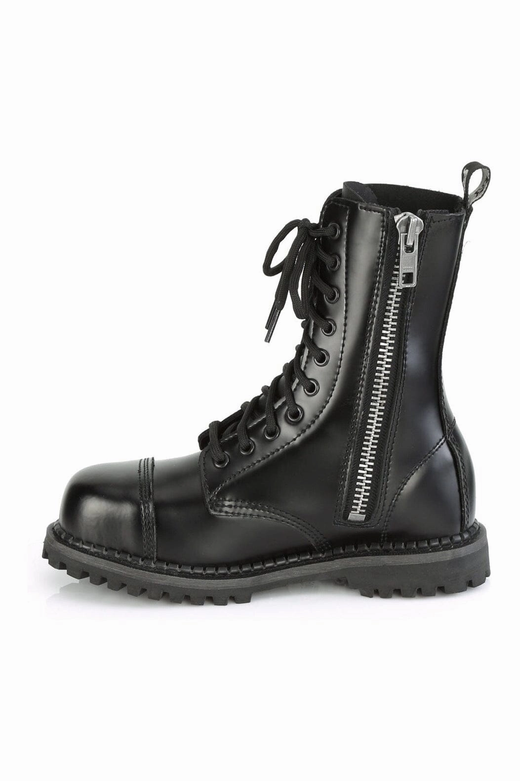 RIOT-10 Black Leather Ankle Boot
