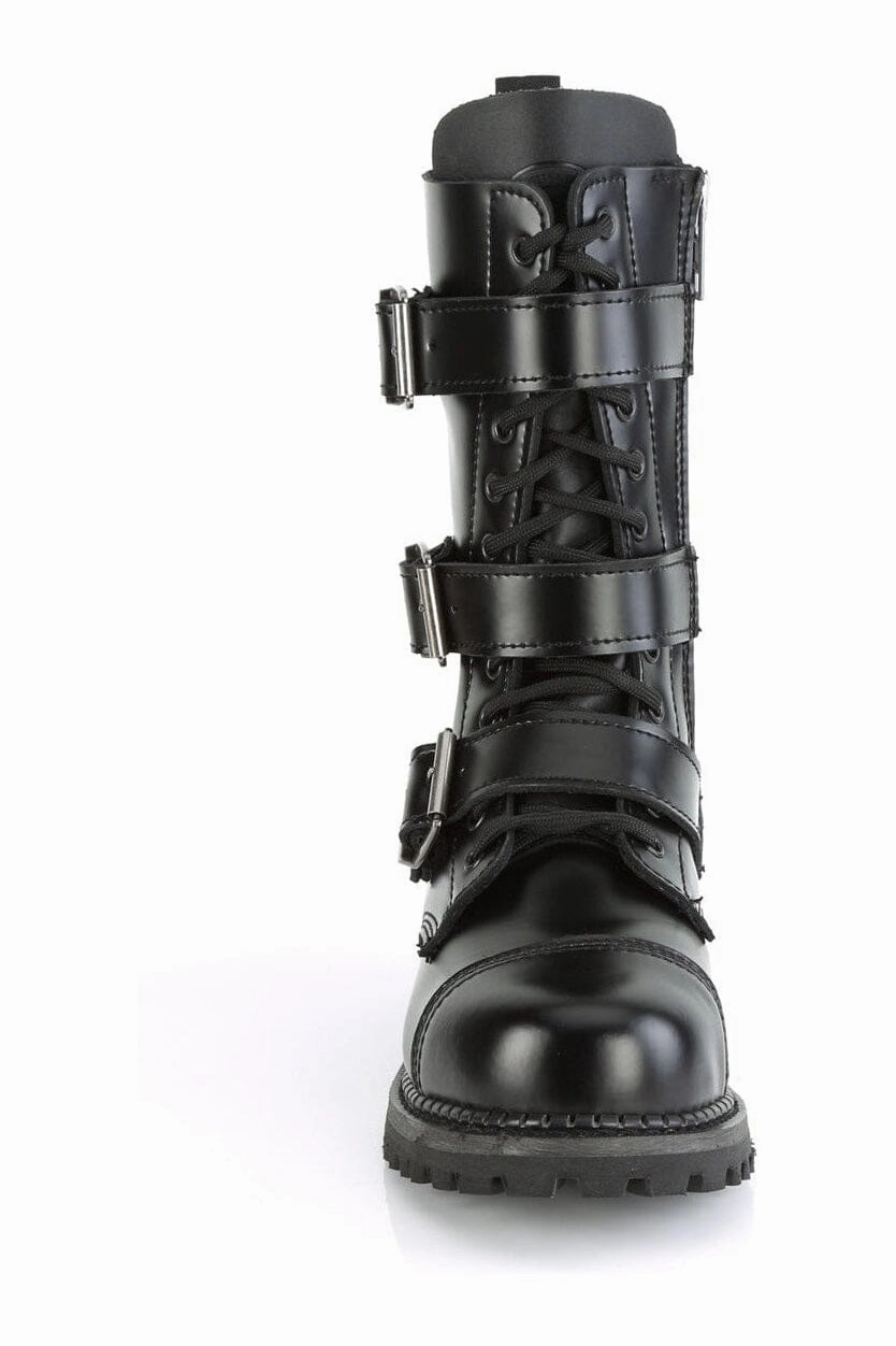 RIOT-12BK Black Leather Ankle Boot