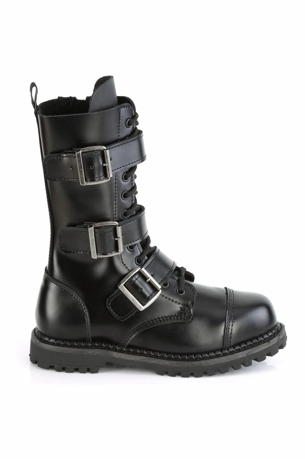 RIOT-12BK Black Leather Ankle Boot