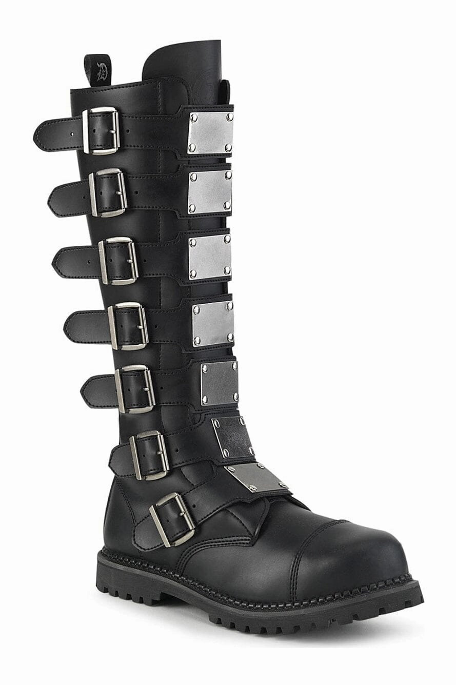 RIOT-21MP Black Vegan Leather Knee Boot