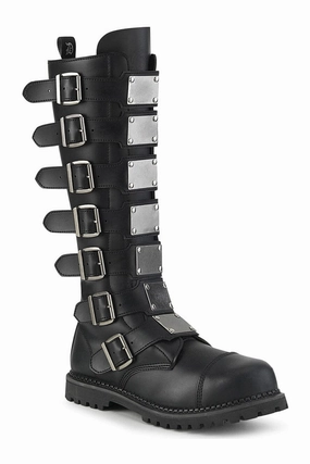 RIOT-21MP Black Vegan Leather Knee Boot