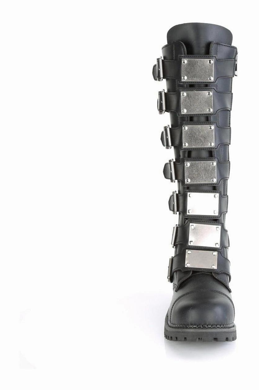 RIOT-21MP Black Vegan Leather Knee Boot