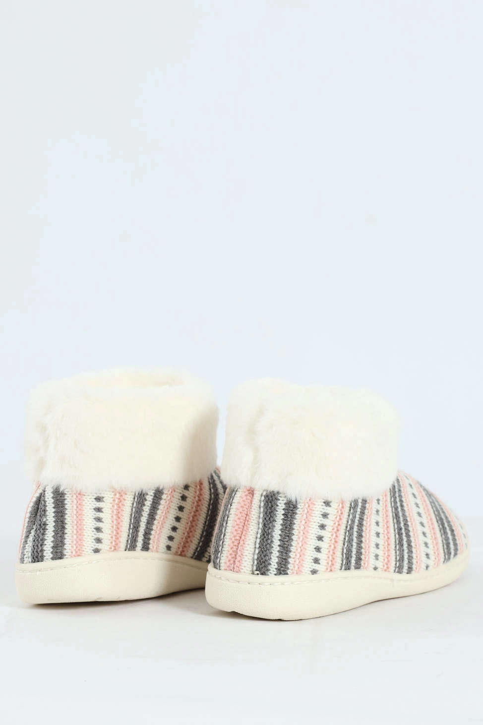 Slipper Bootie With Fur Trim - Cream