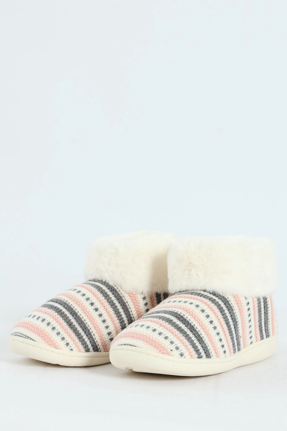 Slipper Bootie With Fur Trim - Cream