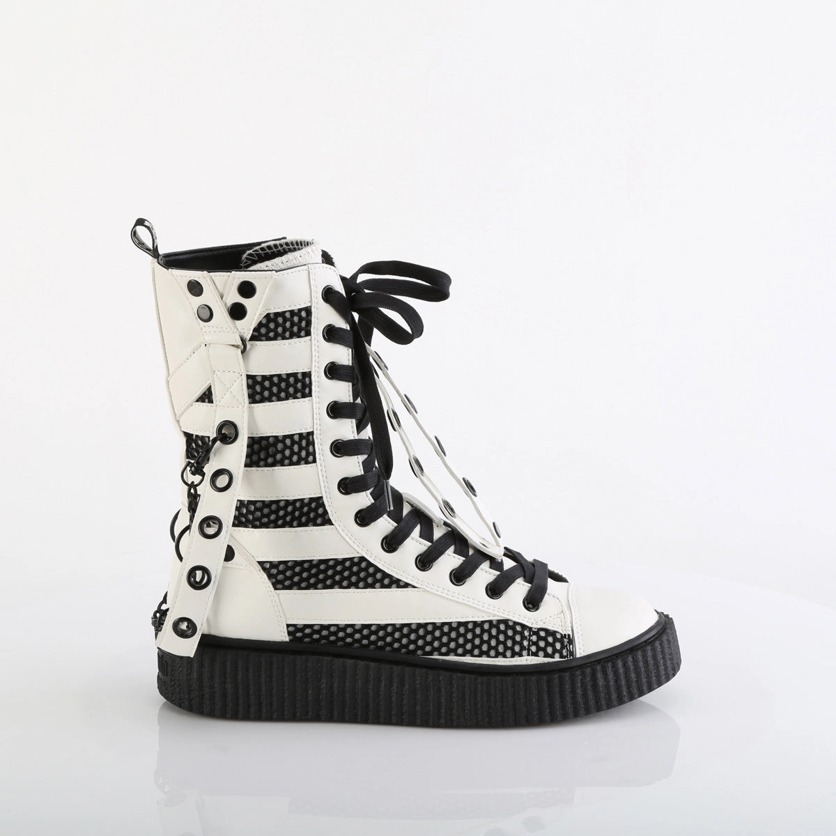 SNEEKER-325  White Vegan Leather-Fishnet