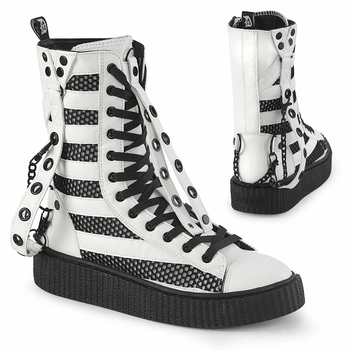 SNEEKER-325  White Vegan Leather-Fishnet